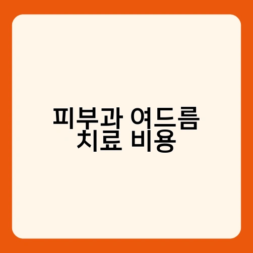 피부과 여드름 치료 비용